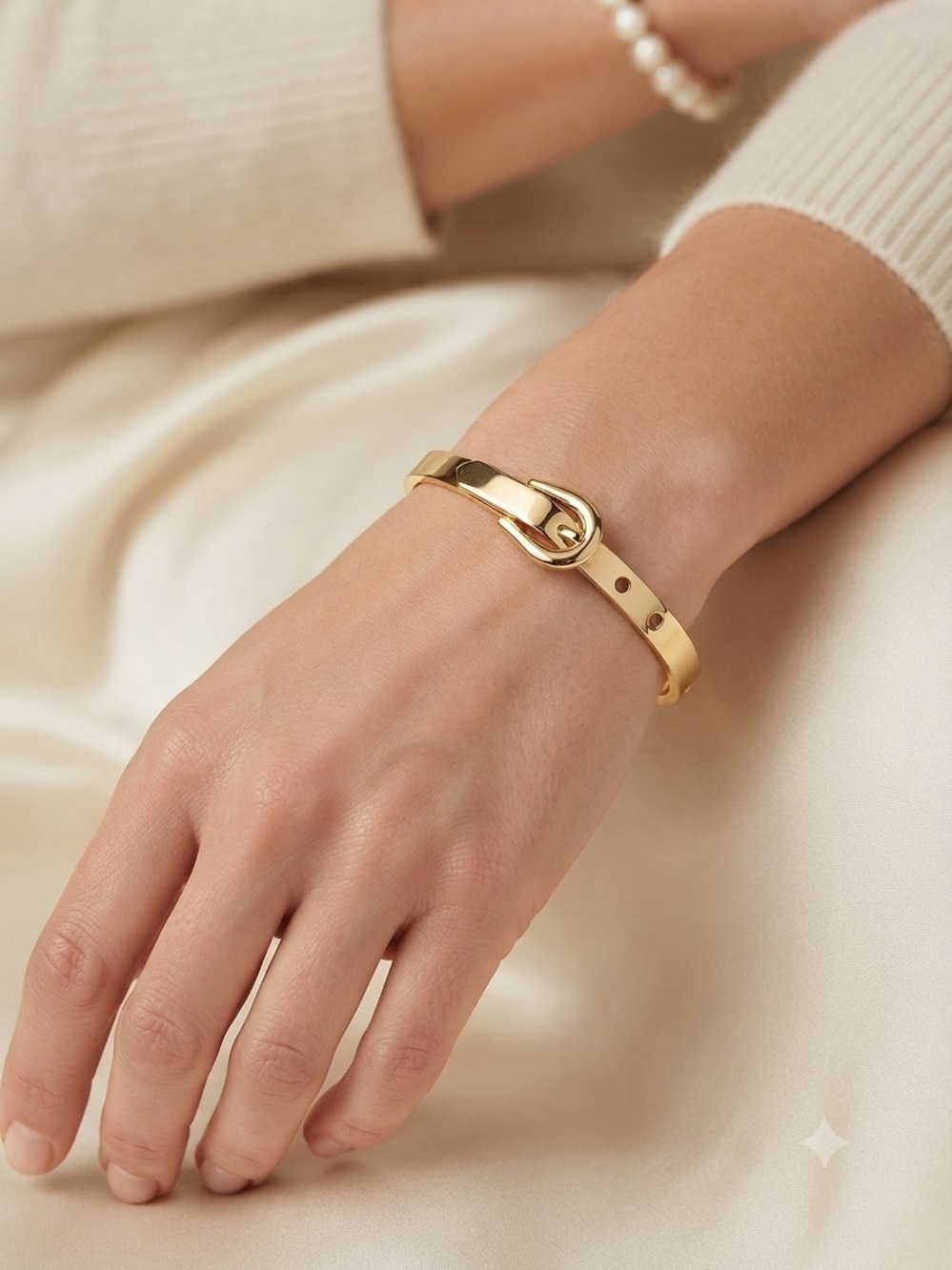 Gold-Tone Knot Accent Hinged Bangle Bracelet - Women's Jewelry